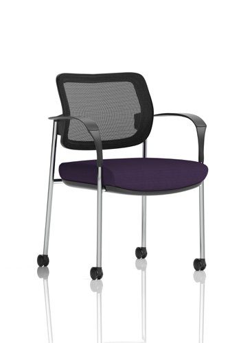 Brunswick Deluxe Mesh Back Chrome Frame Bespoke Colour Seat Tansy Purple With Arms With Castors