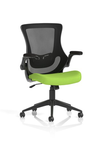 Orbit Black Mesh Back Chair Bespoke Colour Seat Myrrh Green