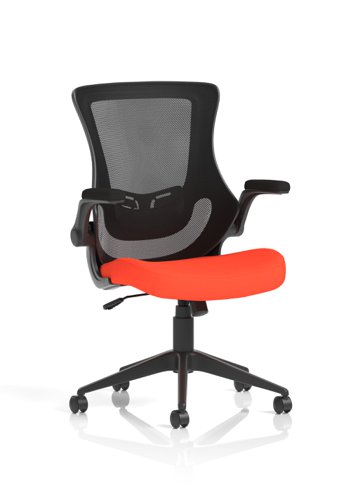 Orbit Black Mesh Back Chair Bespoke Colour Seat Tabasco Orange