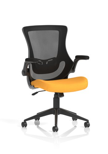 Orbit Black Mesh Back Chair Bespoke Colour Seat Senna Yellow