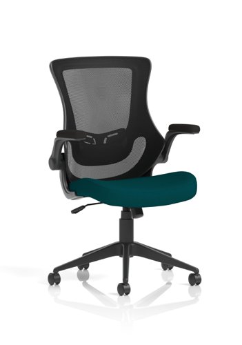 Orbit Black Mesh Back Chair Bespoke Colour Seat Maringa Teal