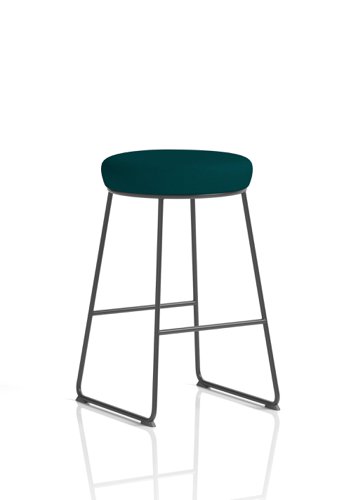 Turin Stool Black Frame Bespoke Maringa Teal Seat Pad