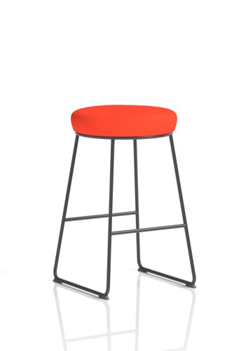 Turin Stool Black Frame Bespoke Tabasco Orange Seat Pad