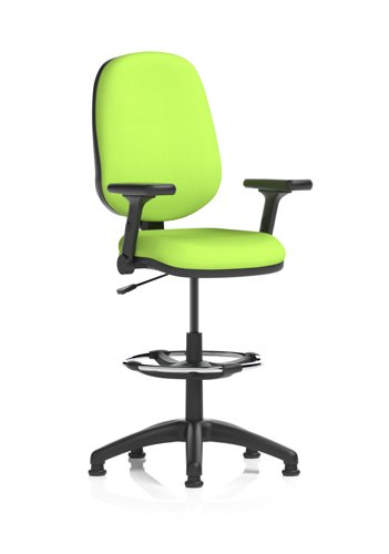 Eclipse Plus I Lever Task Operator Chair High Rise Draughtsman Kit With Height Adjustable And Folding Arms Bespoke Colour Back And Seat Myrrh Green