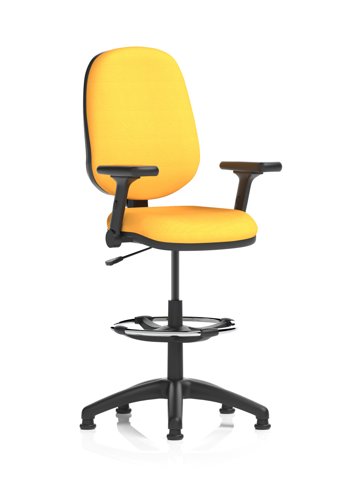 Eclipse Plus I Lever Task Operator Chair High Rise Draughtsman Kit With Height Adjustable And Folding Arms Bespoke Colour Back And Seat Senna Yellow