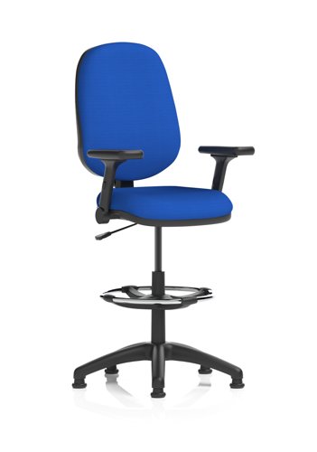 Eclipse Plus I Lever Task Operator Chair High Rise Draughtsman Kit With Height Adjustable And Folding Arms Bespoke Colour Back And Seat Stevia Blue