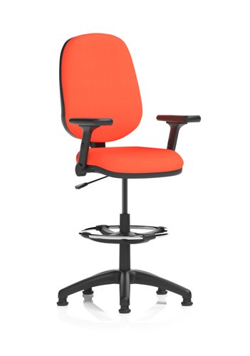 Eclipse Plus I Lever Task Operator Chair High Rise Draughtsman Kit With Height Adjustable And Folding Arms Bespoke Colour Back And Seat Tabasco Orange