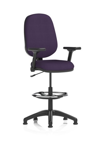 Eclipse Plus I Lever Task Operator Chair High Rise Draughtsman Kit With Height Adjustable And Folding Arms Bespoke Colour Back And Seat Tansy Purple