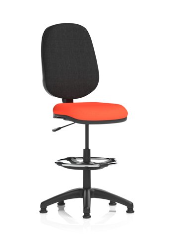 Eclipse Plus I Lever Task Operator Chair With High Rise Draughtsman Kit Bespoke Colour Seat Tabasco Orange