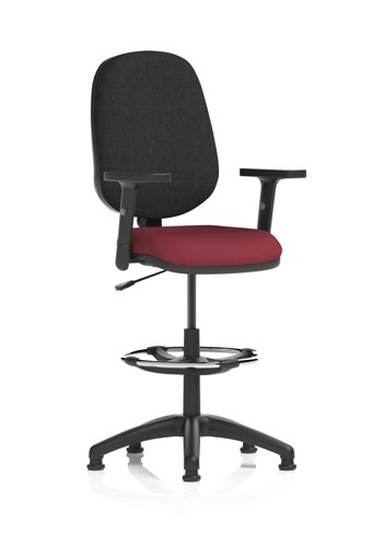 Eclipse Plus I Lever Task Operator Chair With High Rise Draughtsman Kit With Height Adjustable Arms Bespoke Colour Seat Ginseng Chilli