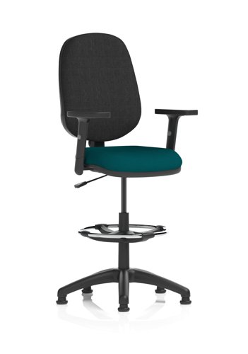 Eclipse Plus I Lever Task Operator Chair With High Rise Draughtsman Kit With Height Adjustable Arms Bespoke Colour Seat Maringa Teal