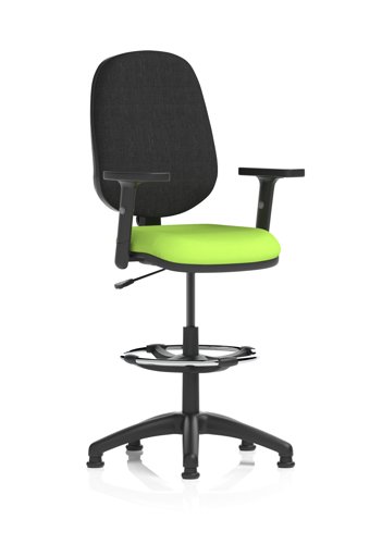 Eclipse Plus I Lever Task Operator Chair With High Rise Draughtsman Kit With Height Adjustable Arms Bespoke Colour Seat Myrrh Green