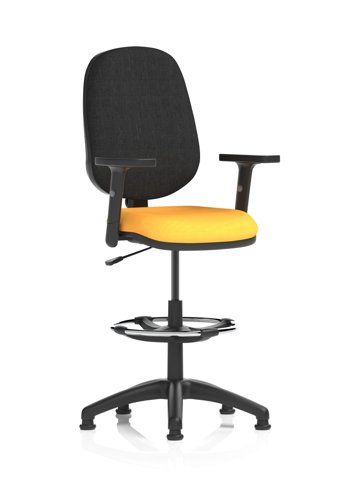 Eclipse Plus I Lever Task Operator Chair With High Rise Draughtsman Kit With Height Adjustable Arms Bespoke Colour Seat Senna Yellow