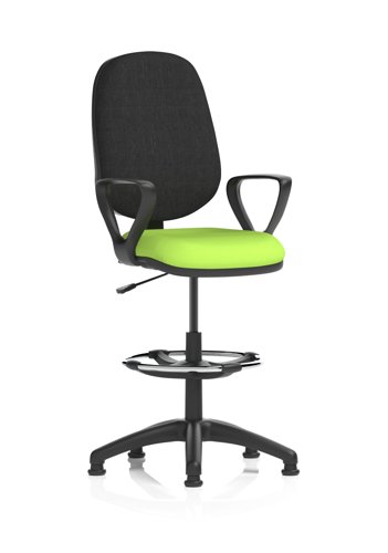 Eclipse Plus I Lever Task Operator Chair With High Rise Draughtsman Kit With Loop Arms Bespoke Colour Seat Myrrh Green