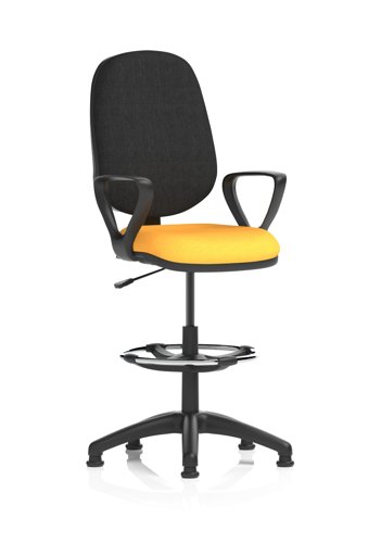 Eclipse Plus I Lever Task Operator Chair With High Rise Draughtsman Kit With Loop Arms Bespoke Colour Seat Senna Yellow