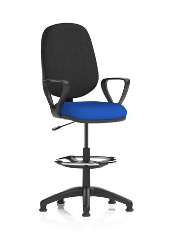 Eclipse Plus I Lever Task Operator Chair With High Rise Draughtsman Kit With Loop Arms Bespoke Colour Seat Stevia Blue