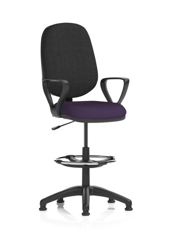 Eclipse Plus I Lever Task Operator Chair With High Rise Draughtsman Kit With Loop Arms Bespoke Colour Seat Tansy Purple