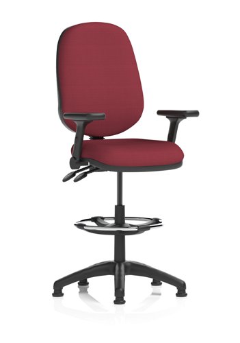Eclipse Plus II Lever Task Operator Chair High Rise Draughtsman Kit Height Adjustable And Folding Arms Bespoke Colour Back And Seat Ginseng Chilli