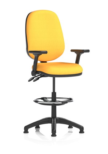 Eclipse Plus II Lever Task Operator Chair High Rise Draughtsman Kit With Height Adjustable And Folding Arms Bespoke Colour Back And Seat Senna Yellow