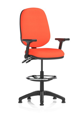 Eclipse Plus II Lever Task Operator Chair High Rise Draughtsman Kit Height Adjustable And Folding Arms Bespoke Colour Back And Seat Tabasco Orange