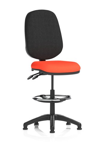 Eclipse Plus II Lever Task Operator Chair With High Rise Draughtsman Kit Bespoke Colour Seat Tabasco Orange