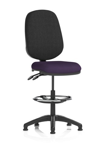 Eclipse Plus II Lever Task Operator Chair With High Rise Draughtsman Kit Bespoke Colour Seat Tansy Purple