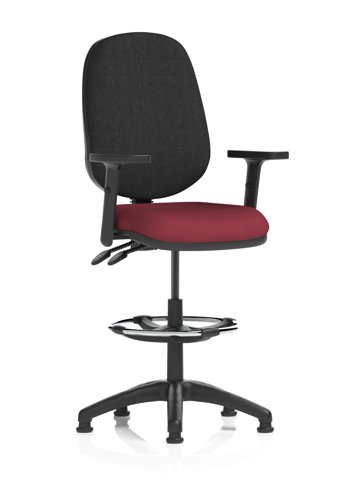 Eclipse Plus II Lever Task Operator Chair With High Rise Draughtsman Kit With Height Adjustable Arms Bespoke Colour Seat Ginseng Chilli