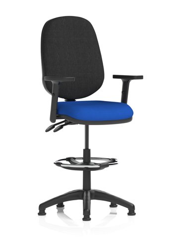 Eclipse Plus II Lever Task Operator Chair With High Rise Draughtsman Kit With Height Adjustable Arms Bespoke Colour Seat Stevia Blue