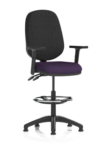 Eclipse Plus II Lever Task Operator Chair With High Rise Draughtsman Kit With Height Adjustable Arms Bespoke Colour Seat Tansy Purple