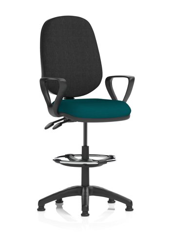 Eclipse Plus II Lever Task Operator Chair With High Rise Draughtsman Kit With Loop Arms Bespoke Colour Seat Maringa Teal