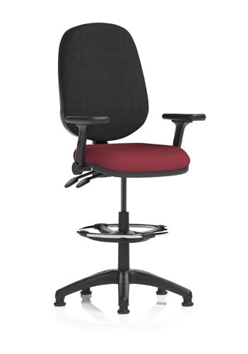 Eclipse Plus II Lever Task Operator Chair With High Rise Draughtsman Kit With Height Adjustable And Folding Arms Bespoke Colour Seat Ginseng Chilli
