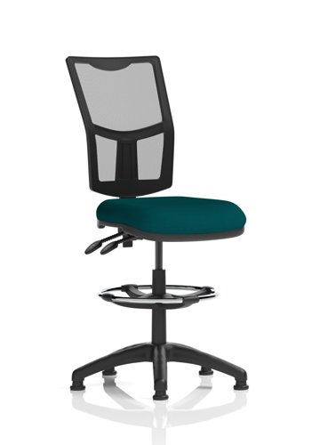 Eclipse Plus II Lever Task Operator Chair Mesh Back With High Rise Draughtsman Kit Bespoke Colour Seat Maringa Teal