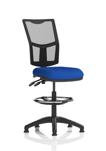 Eclipse Plus II Lever Task Operator Chair Mesh Back With High Rise Draughtsman Kit Bespoke Colour Seat Stevia Blue