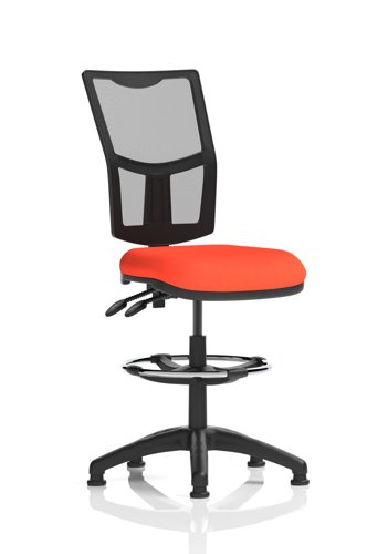Eclipse Plus II Lever Task Operator Chair Mesh Back With High Rise Draughtsman Kit Bespoke Colour Seat Tabasco Orange