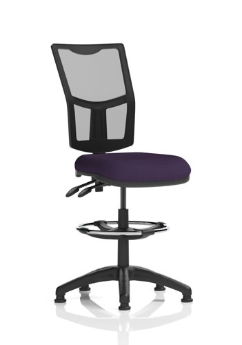 Eclipse Plus II Lever Task Operator Chair Mesh Back With High Rise Draughtsman Kit Bespoke Colour Seat Tansy Purple