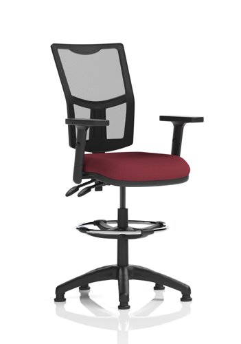 Eclipse Plus II Lever Task Operator Chair Mesh Back With High Rise Draughtsman Kit With Height Adjustable Arms Bespoke Colour Seat Ginseng Chilli
