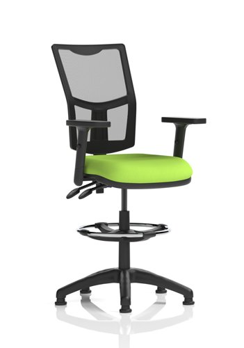 Eclipse Plus II Lever Task Operator Chair Mesh Back With High Rise Draughtsman Kit With Height Adjustable Arms Bespoke Colour Seat Myrrh Green