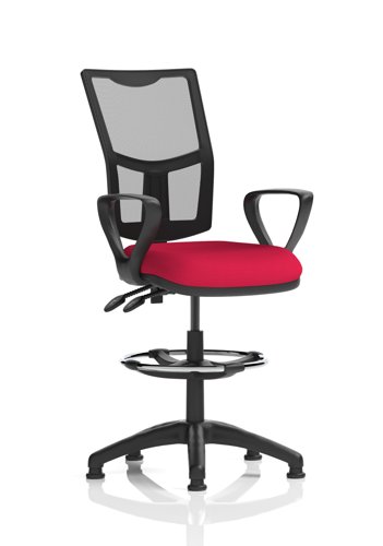 Eclipse Plus II Lever Task Operator Chair Mesh Back With High Rise Draughtsman Kit With Loop Arms Bespoke Colour Seat Bergamot Cherry