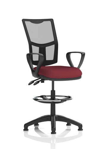 Eclipse Plus II Lever Task Operator Chair Mesh Back With High Rise Draughtsman Kit With Loop Arms Bespoke Colour Seat Ginseng Chilli