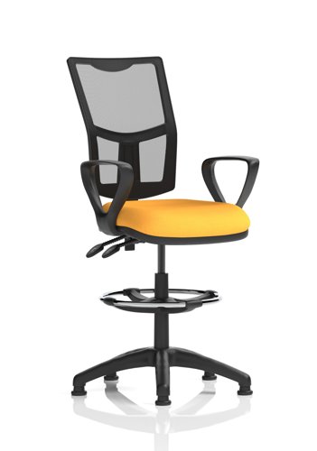 Eclipse Plus II Lever Task Operator Chair Mesh Back With High Rise Draughtsman Kit With Loop Arms Bespoke Colour Seat Senna Yellow