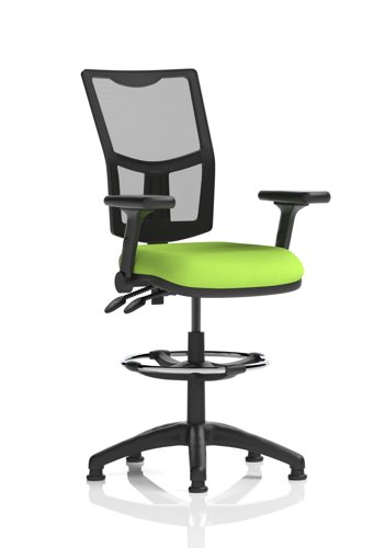 Eclipse Plus II Lever Task Operator Chair Mesh Back High Rise Draughtsman Kit With Height Adjustable And Folding Arms Bespoke Colour Seat Myrrh Green