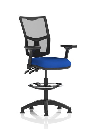 Eclipse Plus II Lever Task Operator Chair Mesh Back High Rise Draughtsman Kit With Height Adjustable And Folding Arms Bespoke Colour Seat Stevia Blue