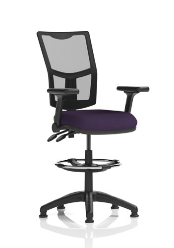 Eclipse Plus II Lever Task Operator Chair Mesh Back High Rise Draughtsman Kit With Height Adjustable And Folding Arms Bespoke Colour Seat Tansy Purple