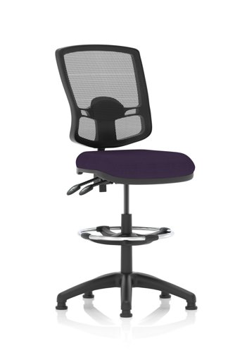 Eclipse Plus II Lever Task Operator Chair Deluxe Mesh Back With High Rise Draughtsman Kit Bespoke Colour Seat Tansy Purple