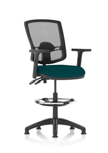 Eclipse Plus II Lever Task Operator Chair Deluxe Mesh Back With High Rise Draughtsman Kit With Height Adjustable Arms Bespoke Colour Seat Maringa Teal