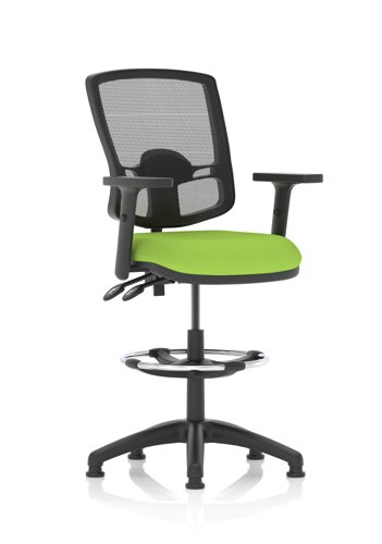 Eclipse Plus II Lever Task Operator Chair Deluxe Mesh Back With High Rise Draughtsman Kit With Height Adjustable Arms Bespoke Colour Seat Myrrh Green