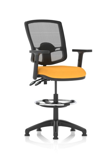 Eclipse Plus II Lever Task Operator Chair Deluxe Mesh Back With High Rise Draughtsman Kit With Height Adjustable Arms Bespoke Colour Seat Senna Yellow