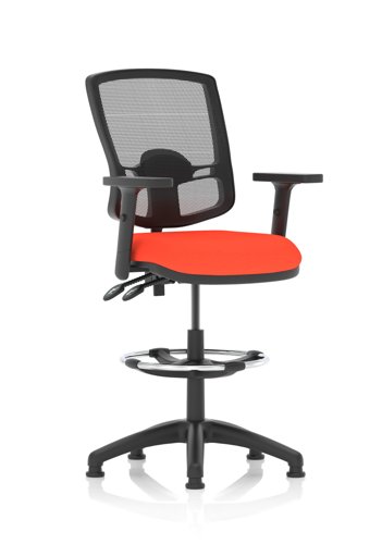 Eclipse Plus II Lever Task Operator Chair Deluxe Mesh Back High Rise Draughtsman Kit With Height Adjustable Arms Bespoke Colour Seat Tabasco Orange