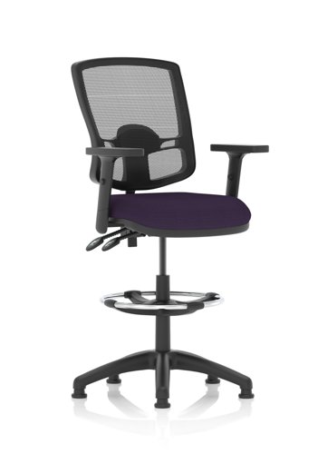 Eclipse Plus II Lever Task Operator Chair Deluxe Mesh Back With High Rise Draughtsman Kit With Height Adjustable Arms Bespoke Colour Seat Tansy Purple