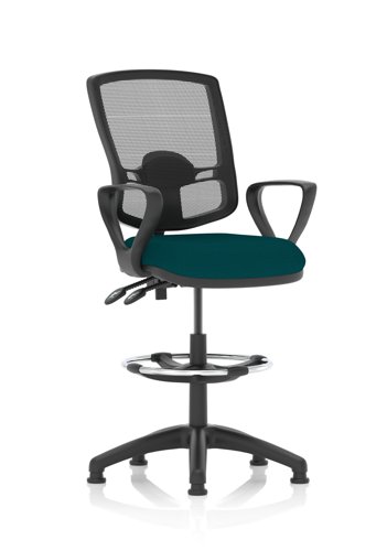 Eclipse Plus II Lever Task Operator Chair Deluxe Mesh Back With High Rise Draughtsman Kit With Loop Arms Bespoke Colour Seat Maringa Teal